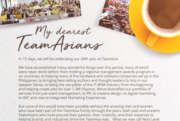 A Letter to TeamAsians from the President and Founder